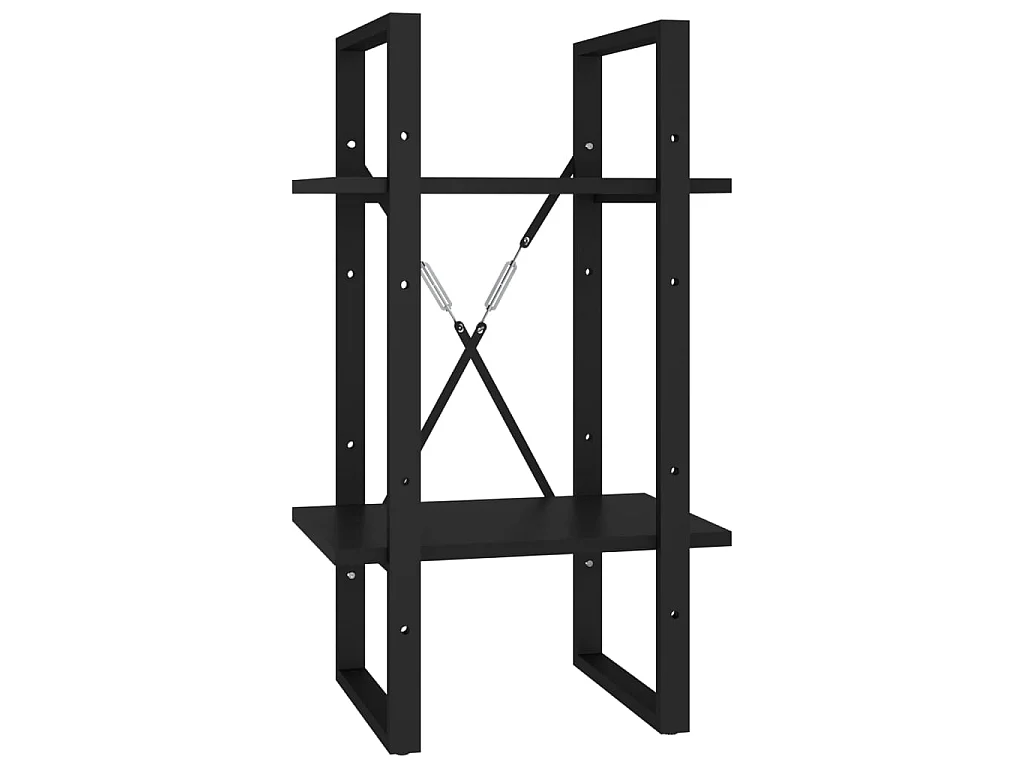 Boekenkast met 2 schappen 40x30x70 cm bewerkt hout zwart