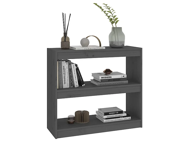 Bibliothèque-Séparateur de pièce Gris 80x30x71,5 Pin solide