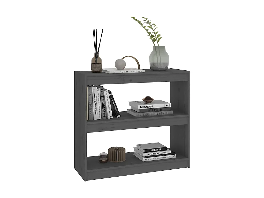 Bibliothèque-Séparateur de pièce Gris 80x30x71,5 Pin solide