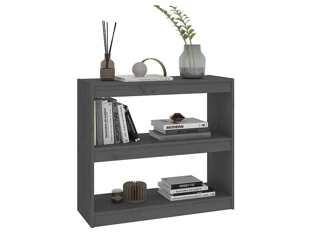 Bibliothèque-Séparateur de pièce Gris 80x30x71,5 Pin solide