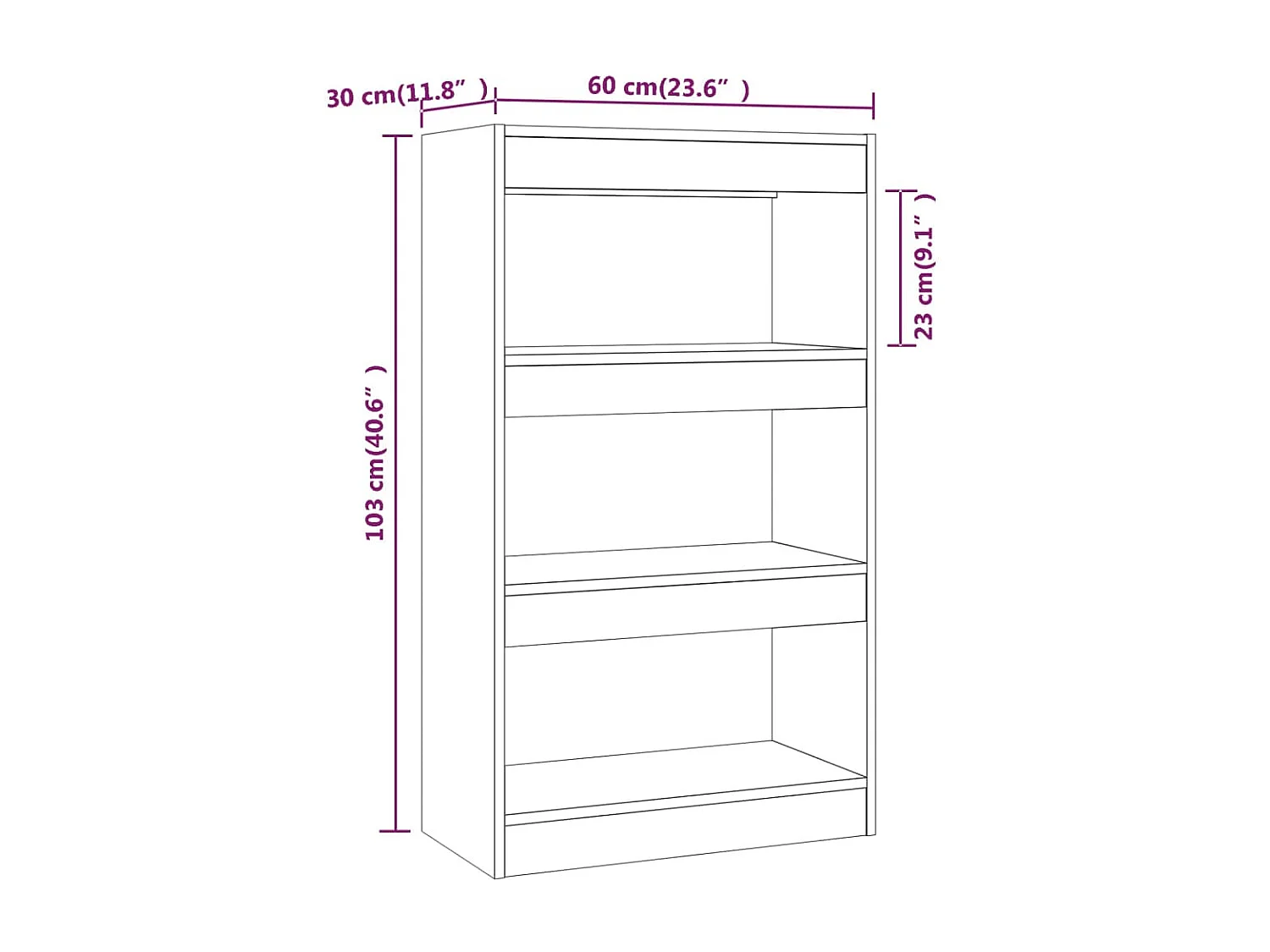 Bibliothèque-Séparateur de pièce Noir 60x30x103