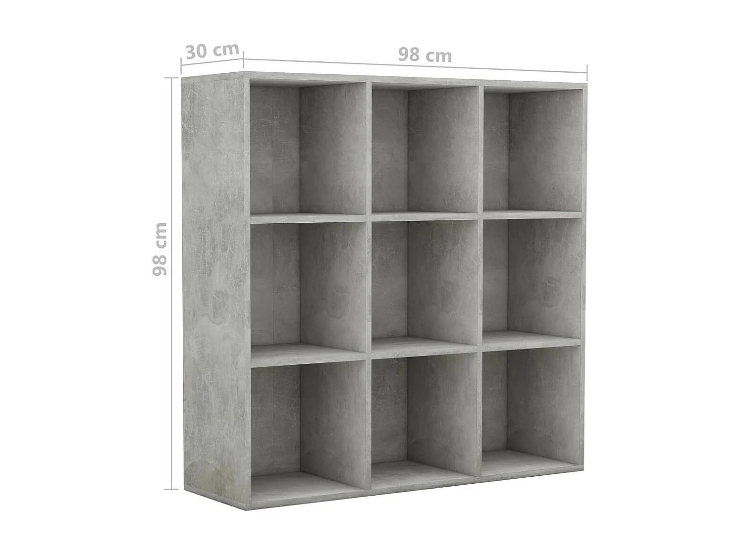 Bibliothèque Gris béton 98x30x98