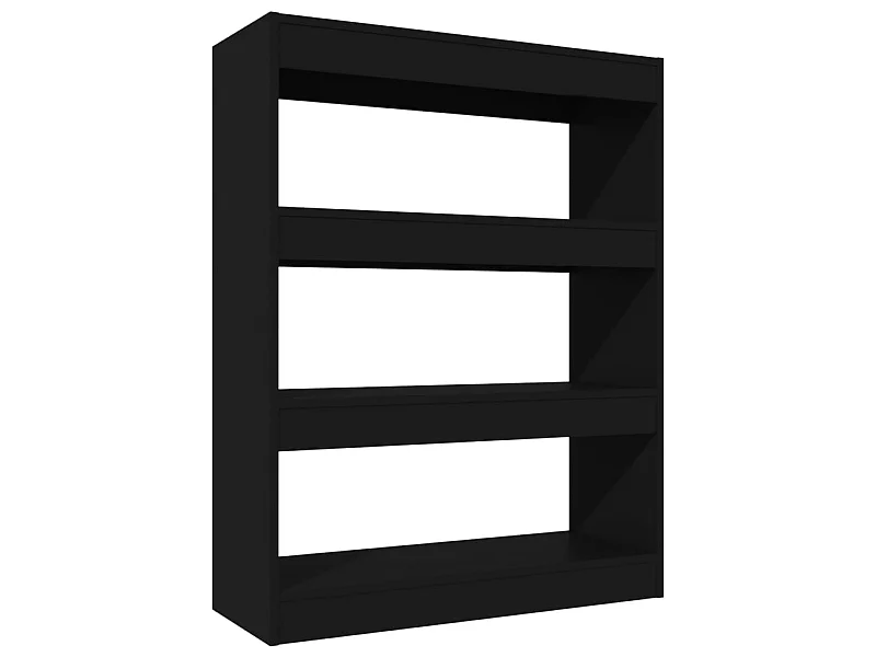 Bibliothèque-Cloison Noir 80x30x103 Bois d'ingénierie