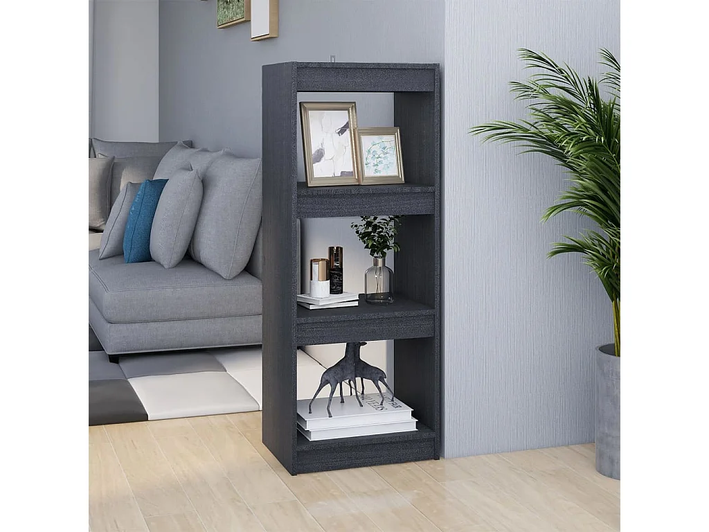 Bibliothèque-Séparateur de pièce Gris 40x30x103,5 Pin massif