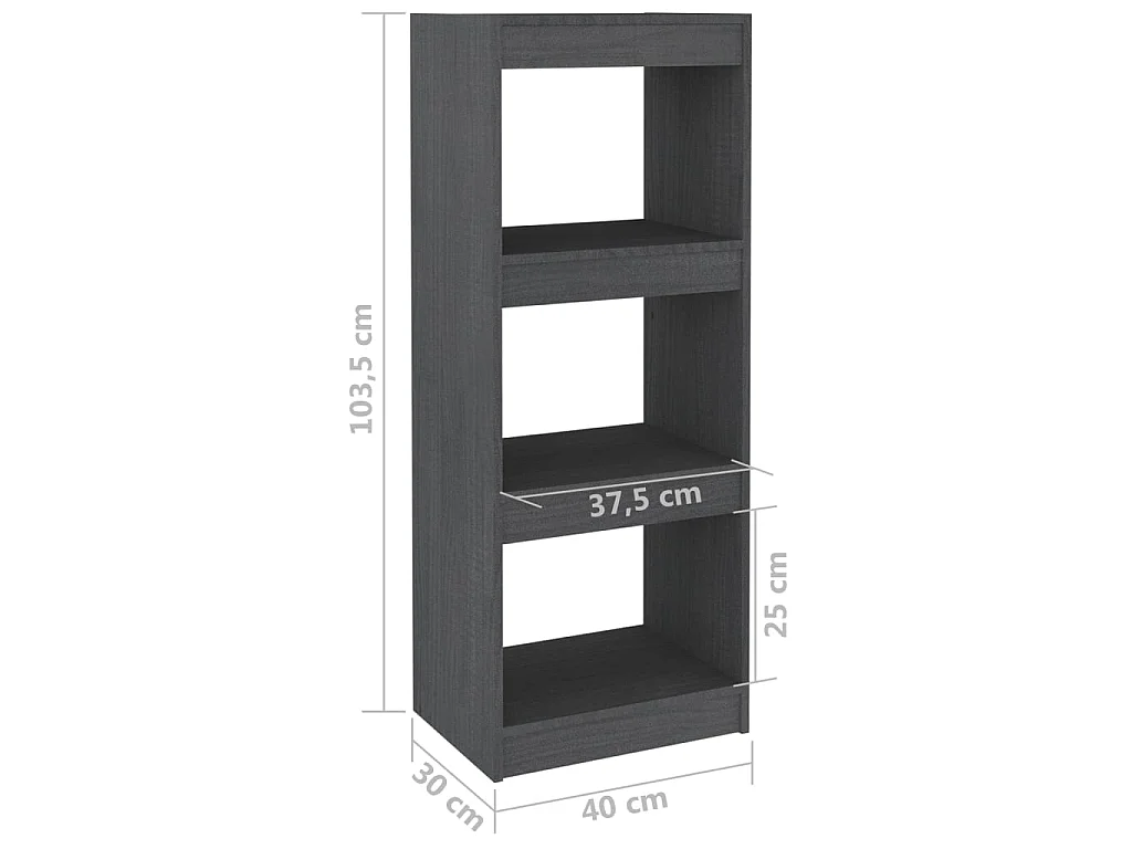 Bibliothèque-Séparateur de pièce Gris 40x30x103,5 Pin massif