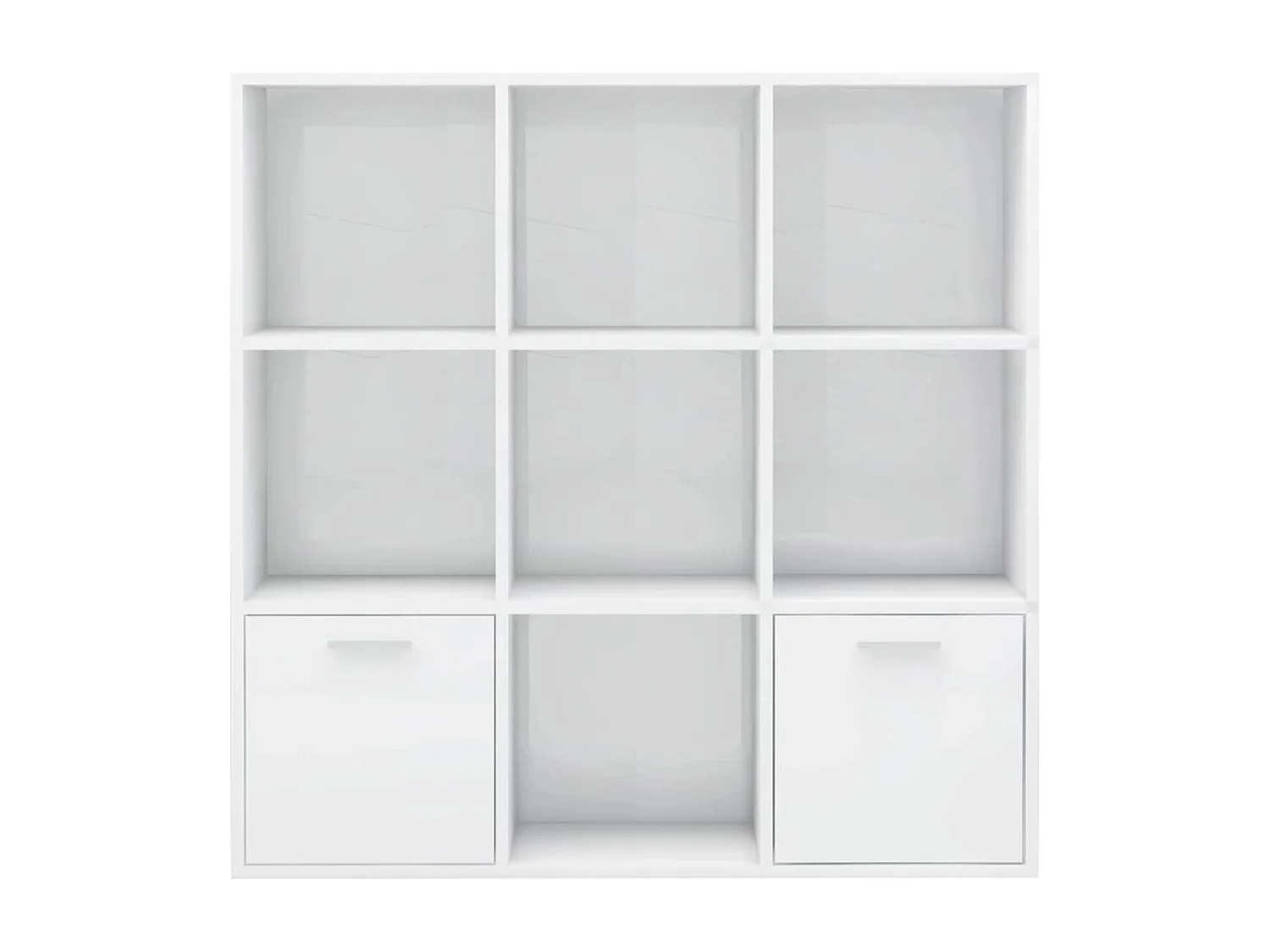 Bibliothèque étagère en bois Valika 98cm - 7 niches 2 portes-Chêne clair