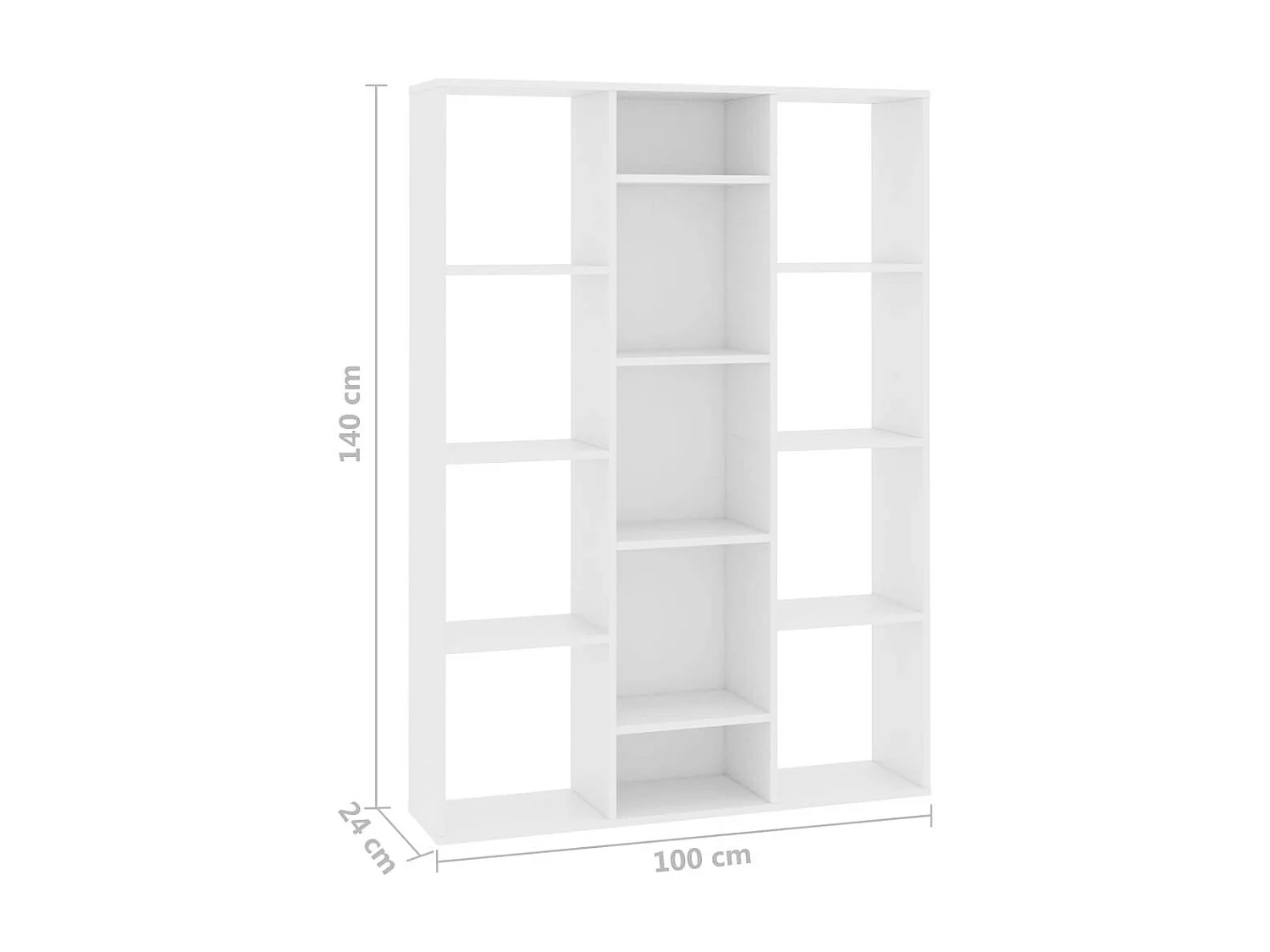 Séparateur de pièce-Bibliothèque Blanc 100x24x140