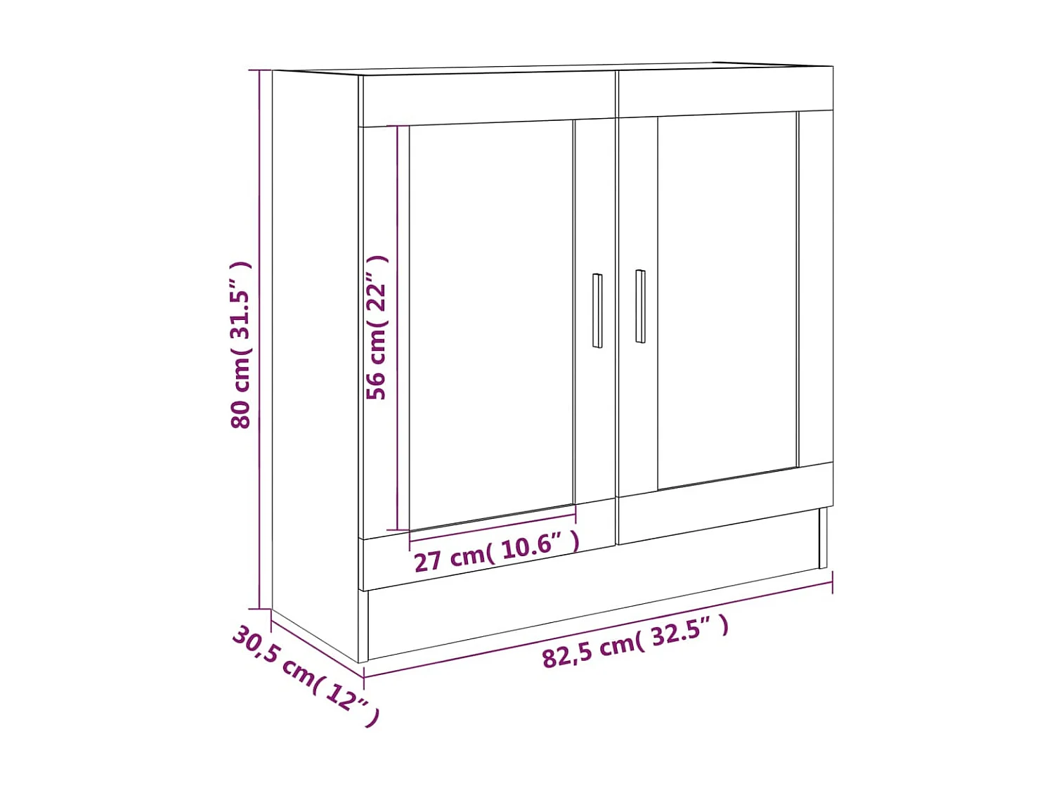 Armoire à vitrine Chêne fumé 82,5x30,5x80 Bois d'ingénierie