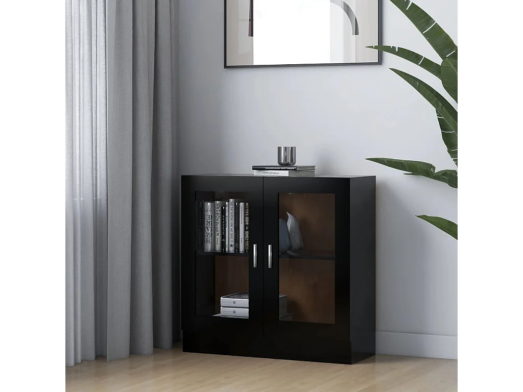 Armoire à vitrine Noir 82,5x30,5x80