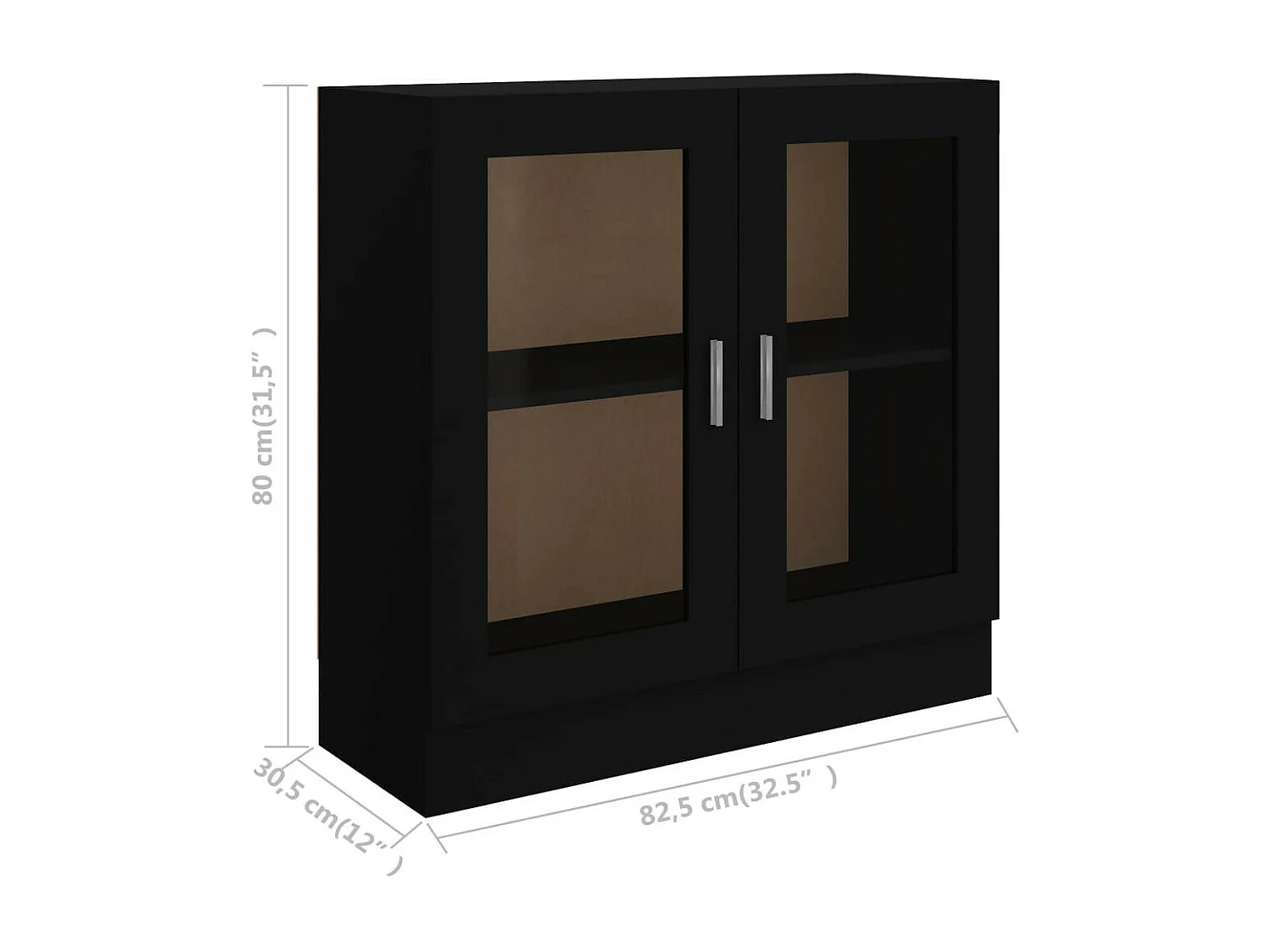 Armoire à vitrine Noir 82,5x30,5x80