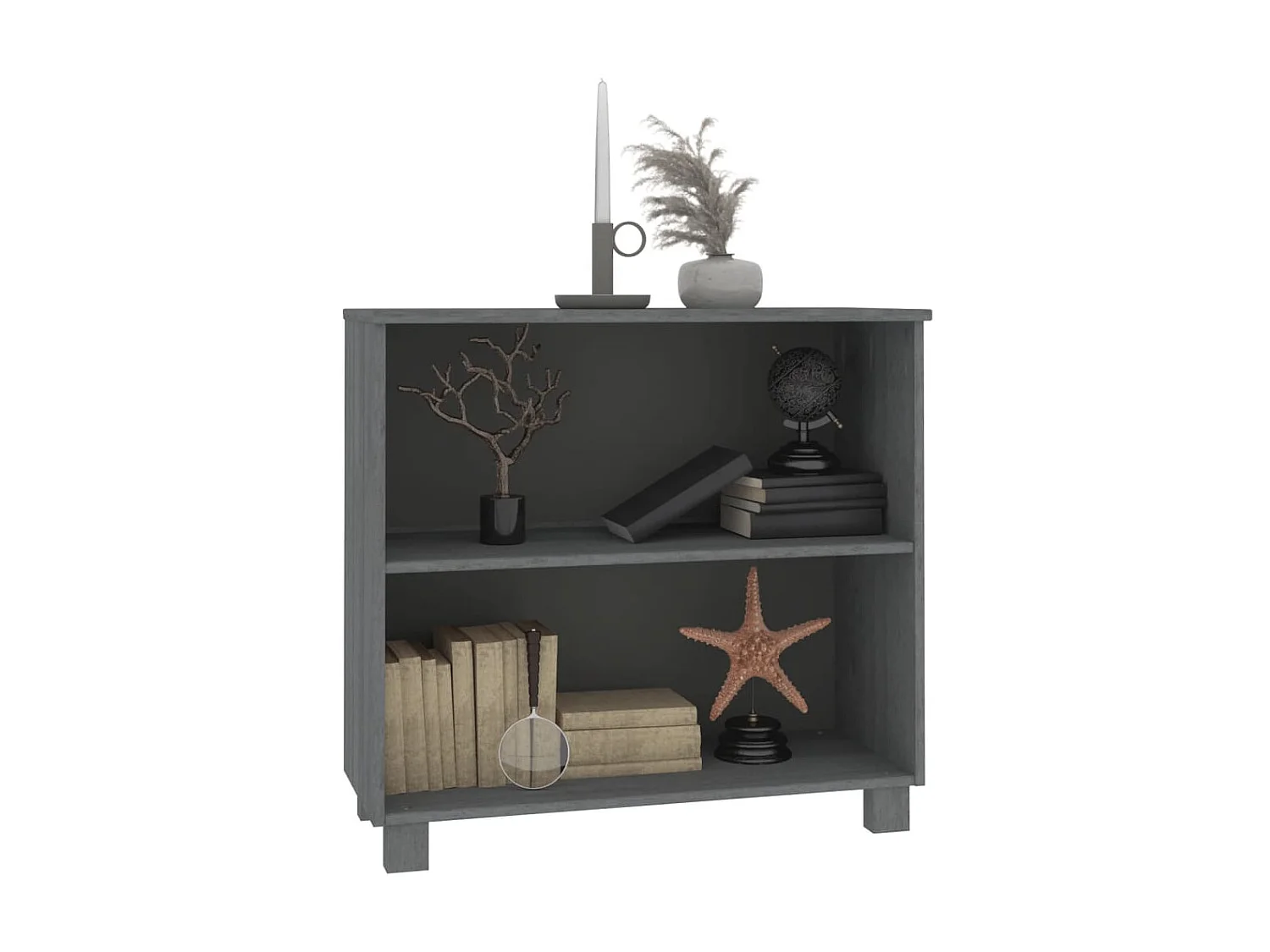 Buffet Gris foncé 85x35x80 Bois massif de pin 2