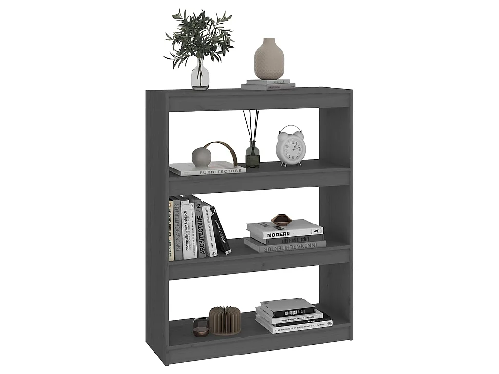 Bibliothèque-Séparateur de pièce Gris 80x30x103,5 Pin solide