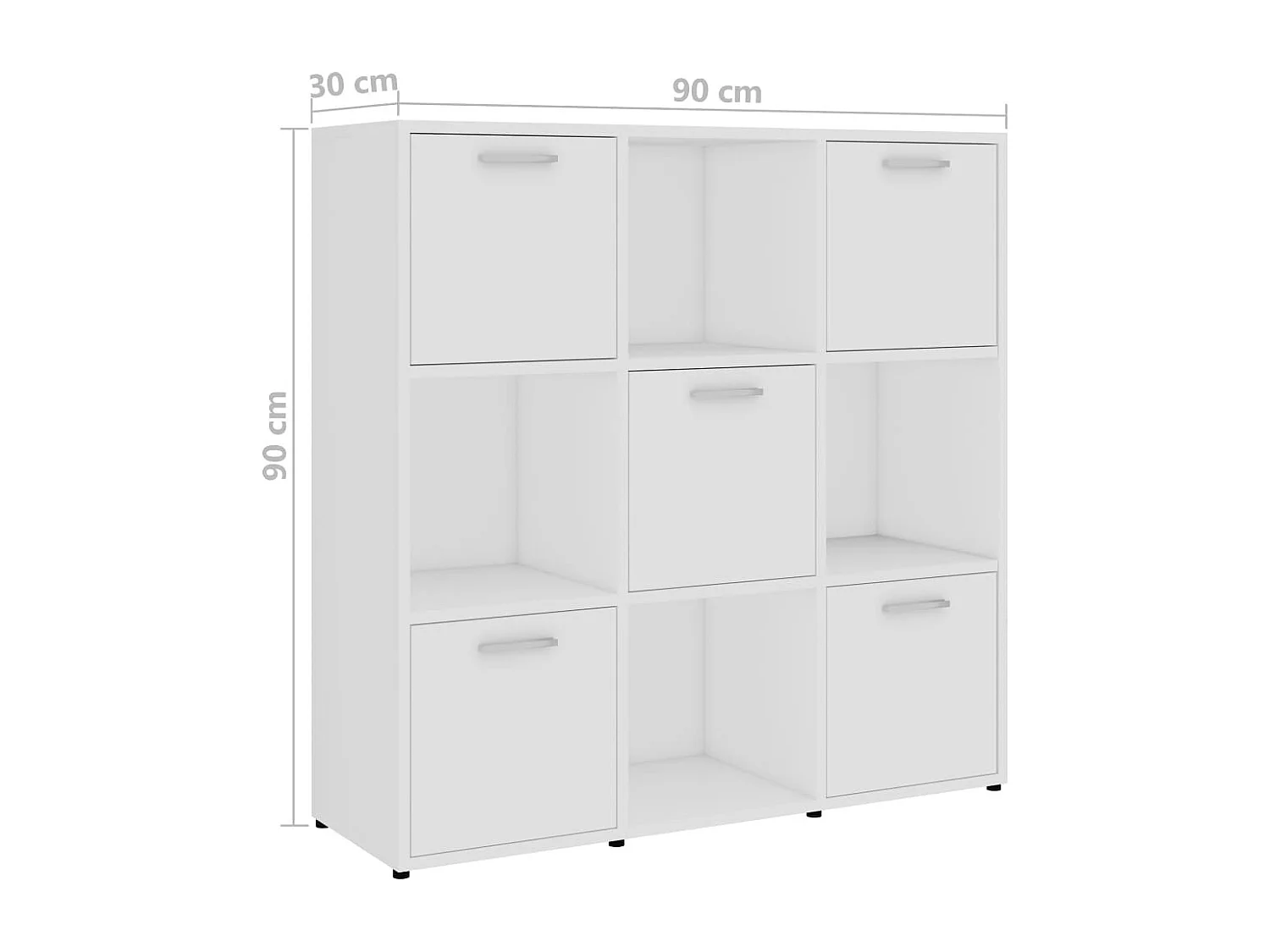 Bibliothèque étagère en bois Lozka 98cm - 4 niches 5 portes-Blanc
