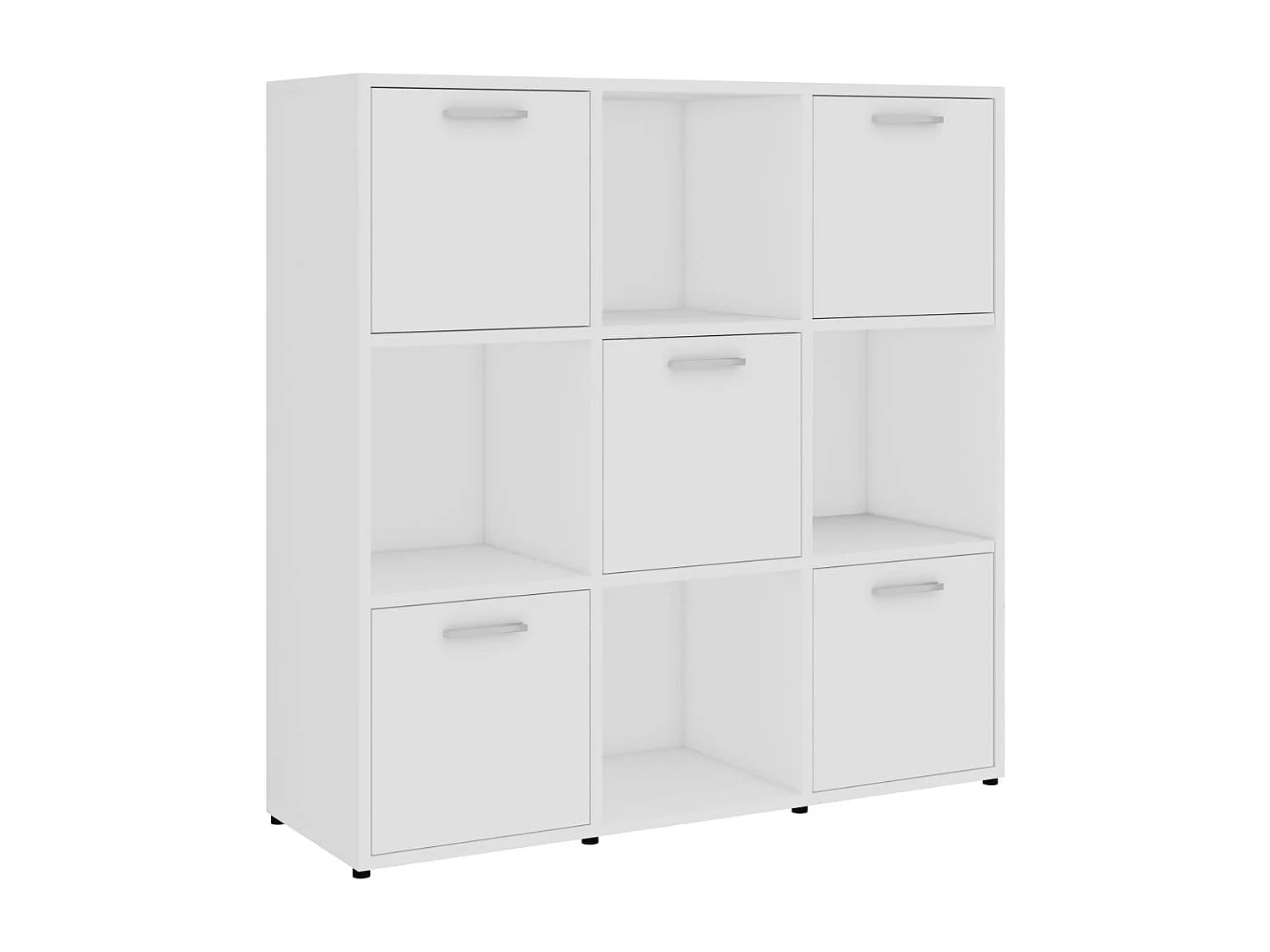 Bibliothèque étagère en bois Lozka 98cm - 4 niches 5 portes-Blanc