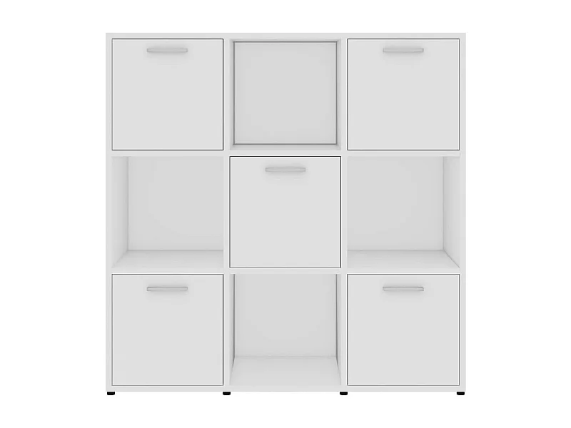 Bibliothèque étagère en bois Lozka 98cm - 4 niches 5 portes-Blanc