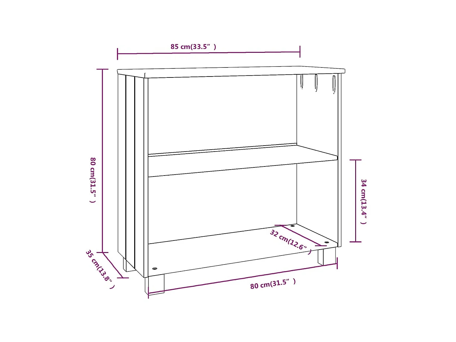 Buffet Gris clair 85x35x80 Bois massif de pin 2