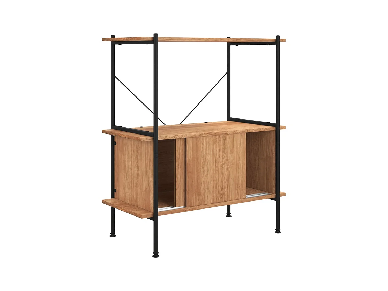 Étagère à 3 niveaux armoire 80x40x92 Acier bois d'ingénierie
