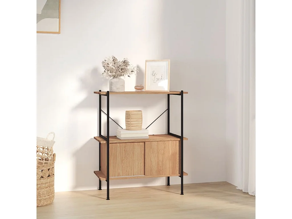 Étagère à 3 niveaux armoire 80x40x92 Acier bois d'ingénierie