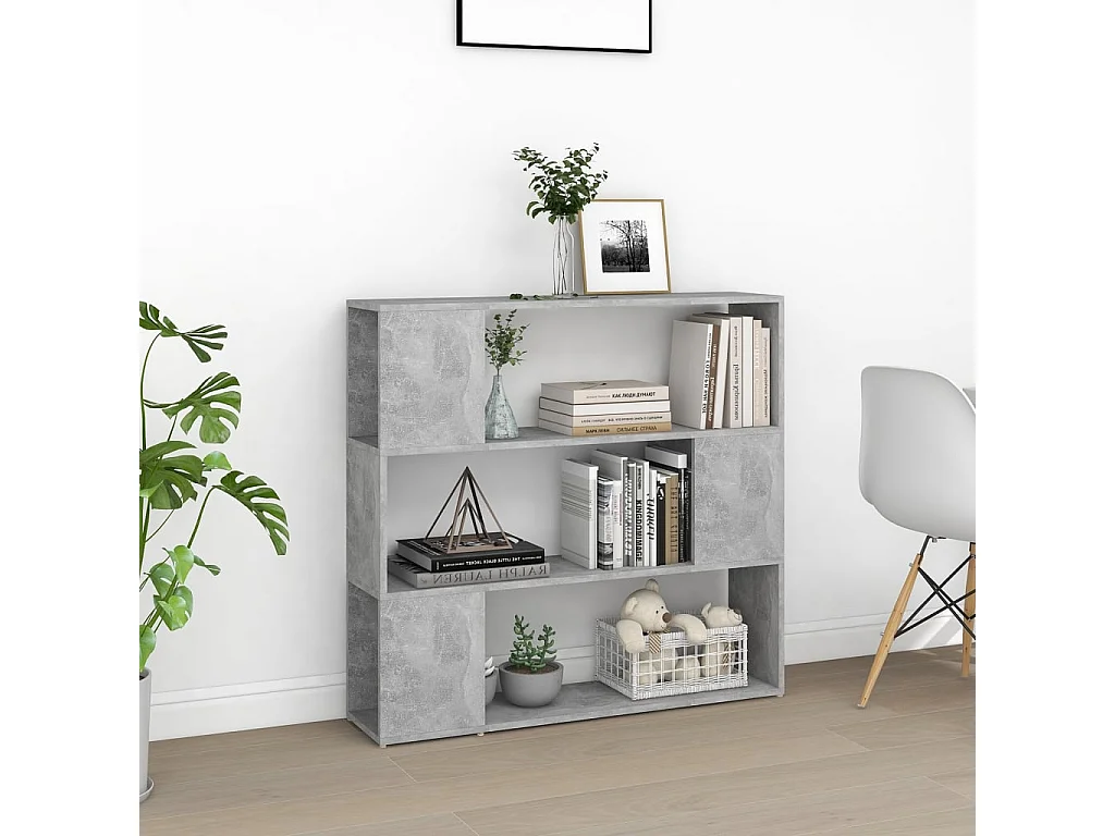 Bibliothèque-Séparateur de pièce Gris béton 100x24x94