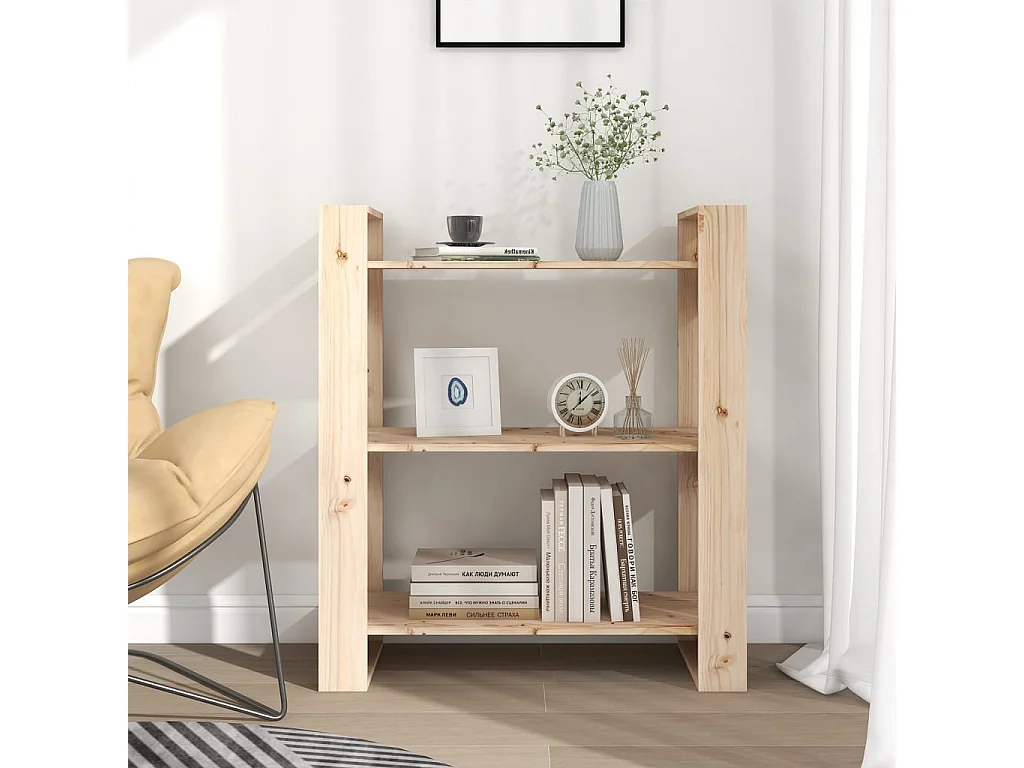 Bibliothèque-Séparateur de pièce 80x35x91 Pin massif