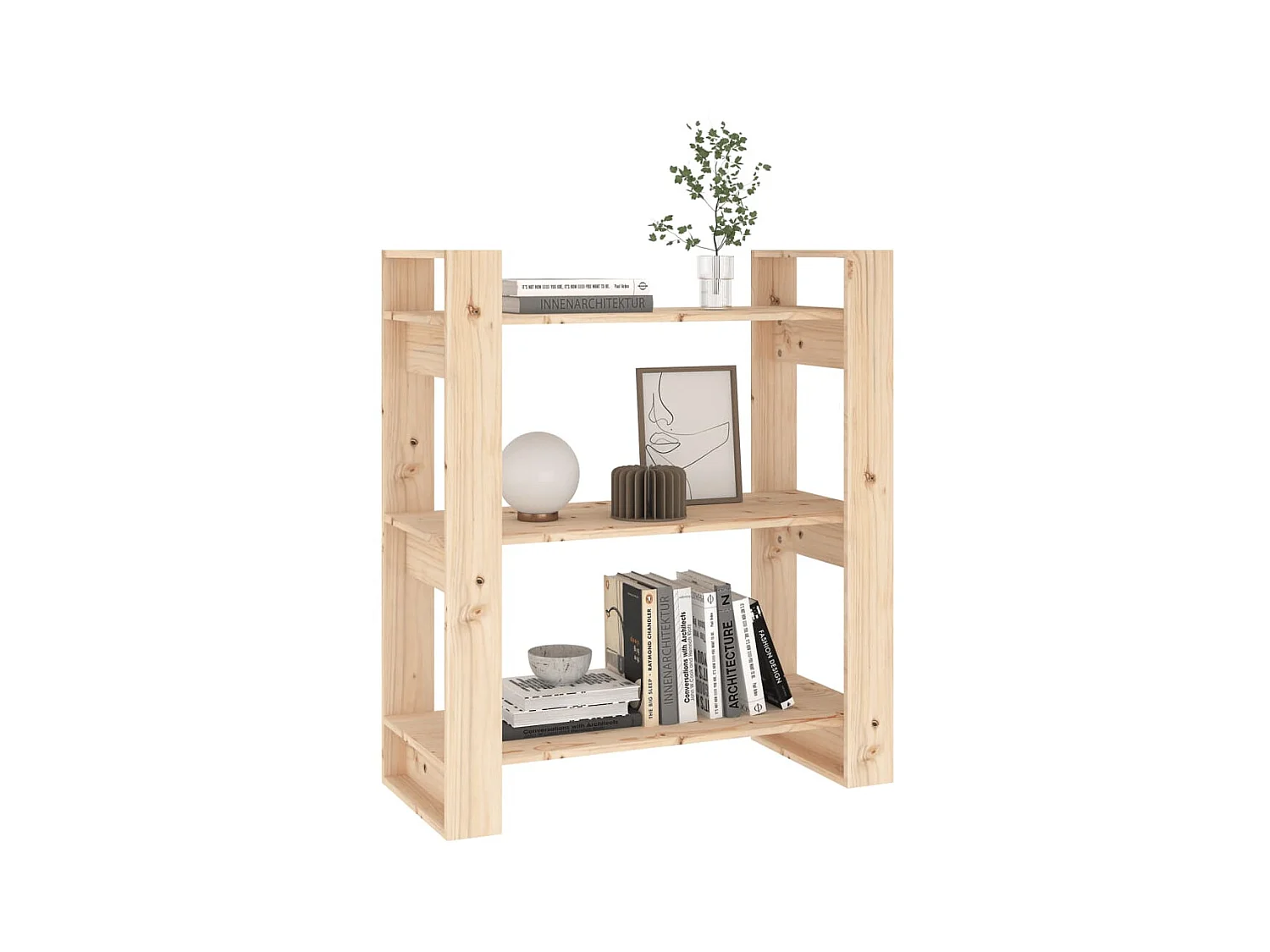 Bibliothèque-Séparateur de pièce 80x35x91 Pin massif