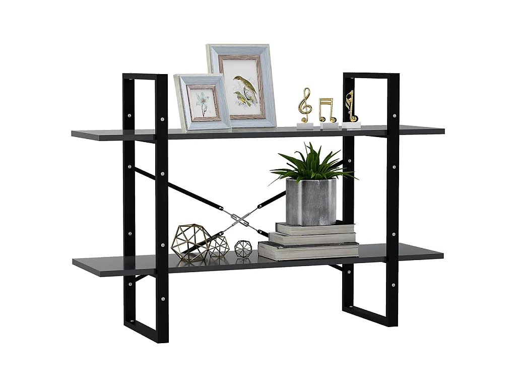 Bibliothèque à 2 niveaux Gris 100x30x70