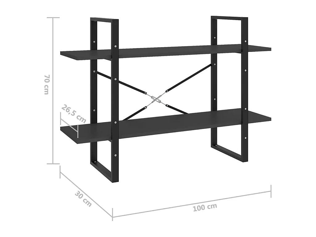 Bibliothèque à 2 niveaux Gris 100x30x70