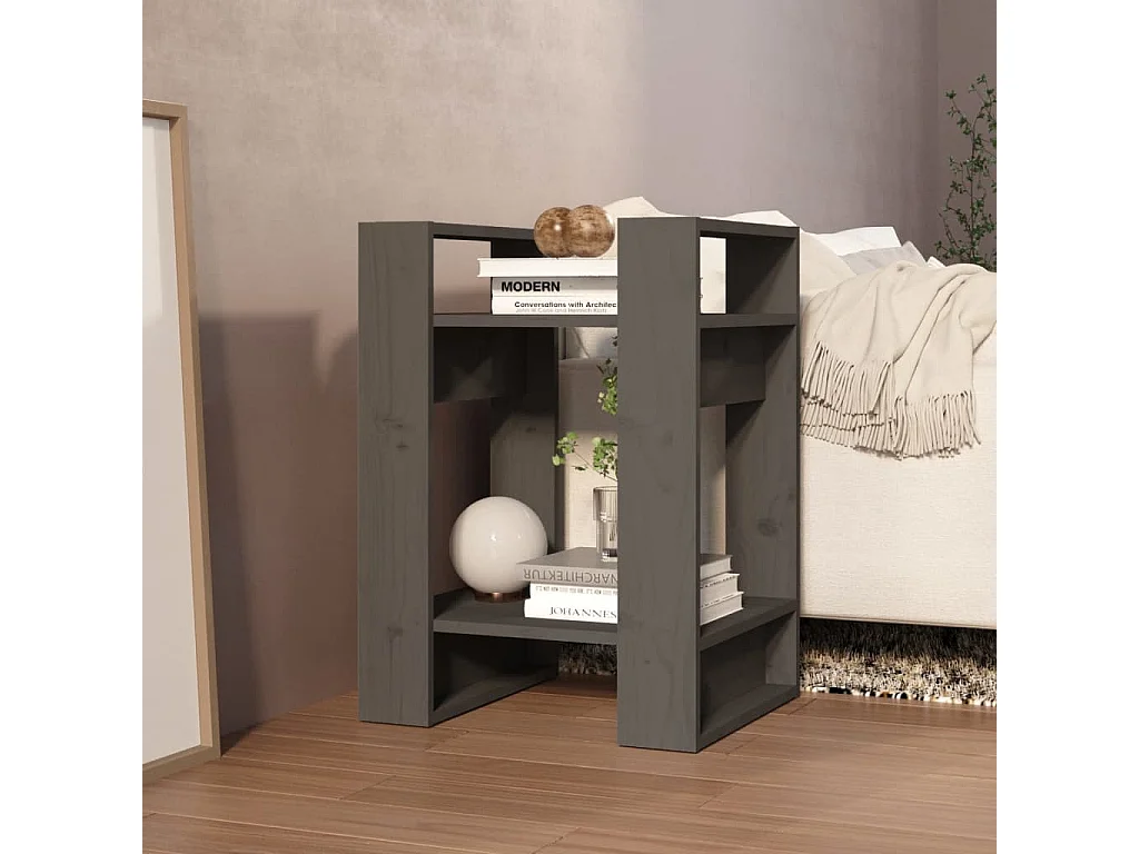 Bibliothèque-Séparateur de pièce Gris 41x35x57 Pin solide