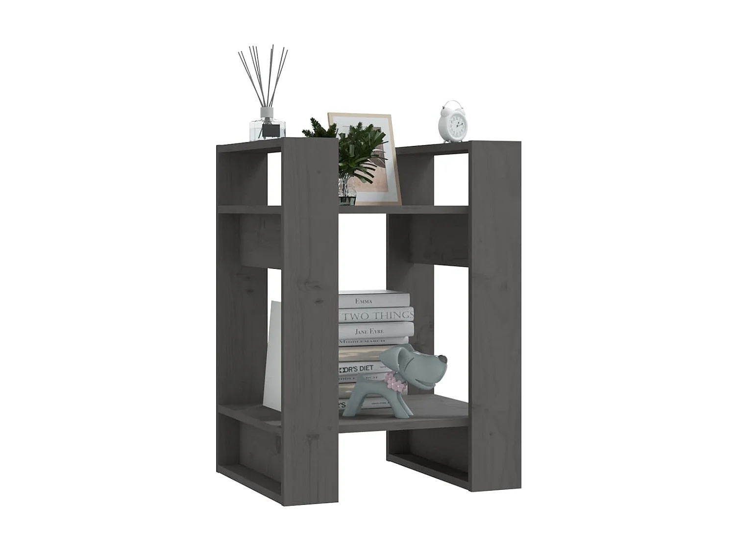 Bibliothèque-Séparateur de pièce Gris 41x35x57 Pin solide
