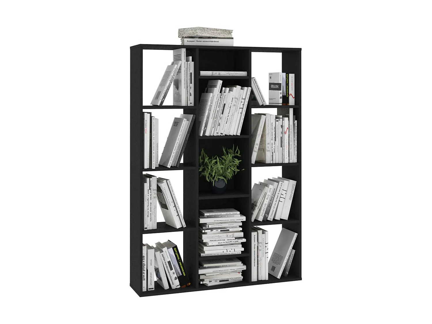 Séparateur de pièce-Bibliothèque Noir 100x24x140