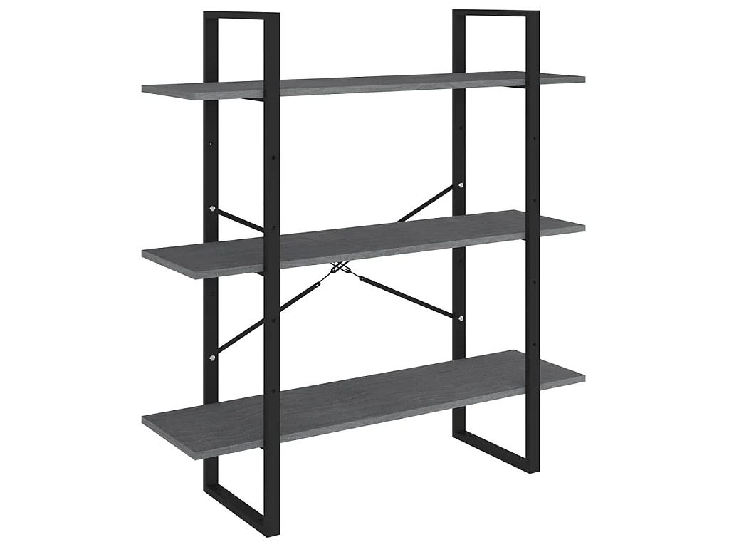Bibliothèque à 3 niveaux Gris 100x30x105 Bois de pin massif