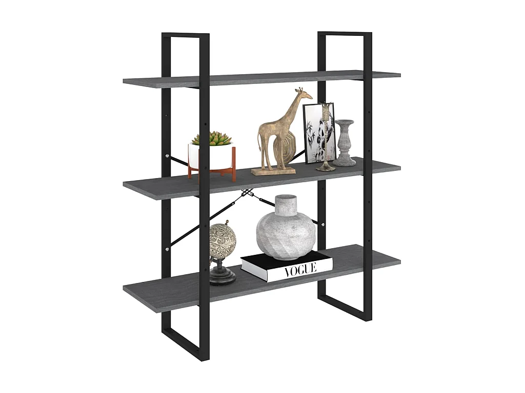 Bibliothèque à 3 niveaux Gris 100x30x105 Bois de pin massif