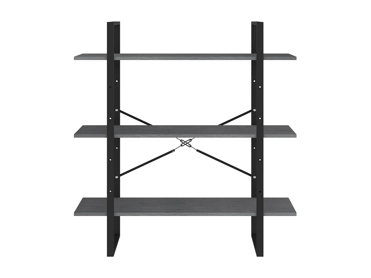 Bibliothèque à 3 niveaux Gris 100x30x105 Bois de pin massif