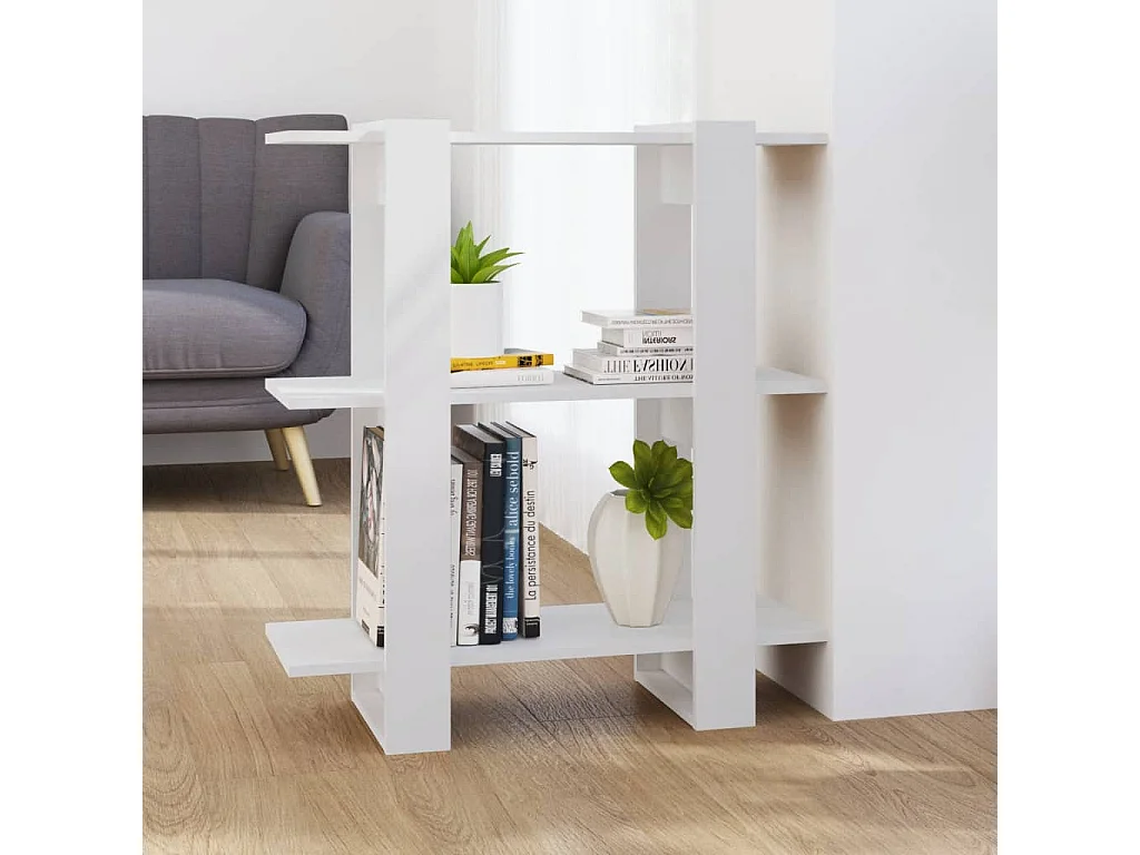 Bibliothèque-Séparateur de pièce Blanc 80x30x87