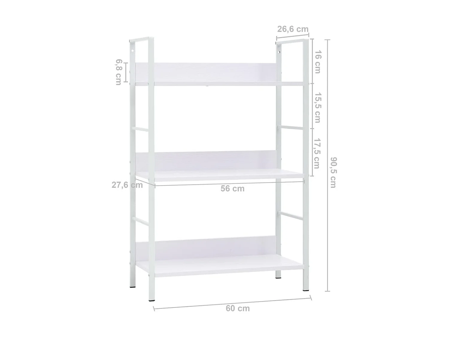 Bibliothèque à 3 niveaux Blanc 60x27,6x90,5