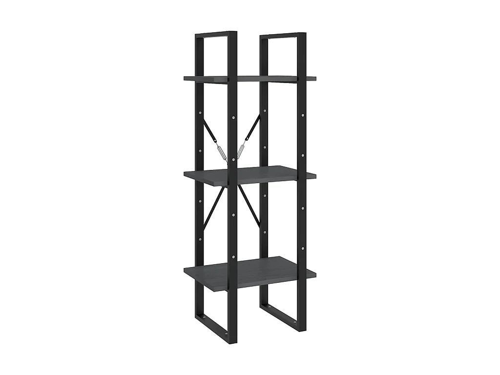 Bibliothèque à 3 niveaux Gris 40x30x105 Bois de pin massif