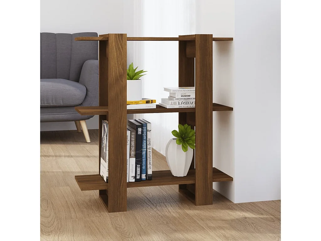 Bibliothèque-Séparateur de pièce Chêne marron 80x30x87