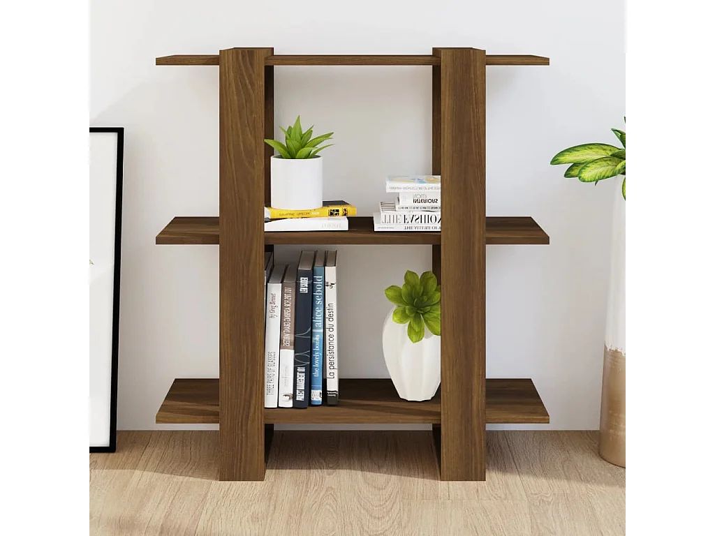 Bibliothèque-Séparateur de pièce Chêne marron 80x30x87
