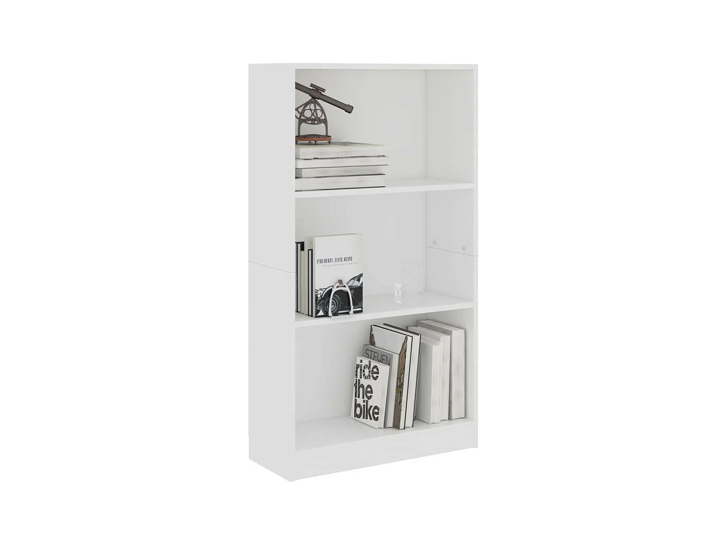 Bibliothèque à 3 niveaux Blanc 60x24x108
