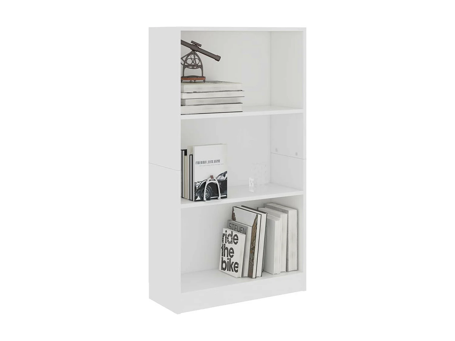 Bibliothèque à 3 niveaux Blanc 60x24x108