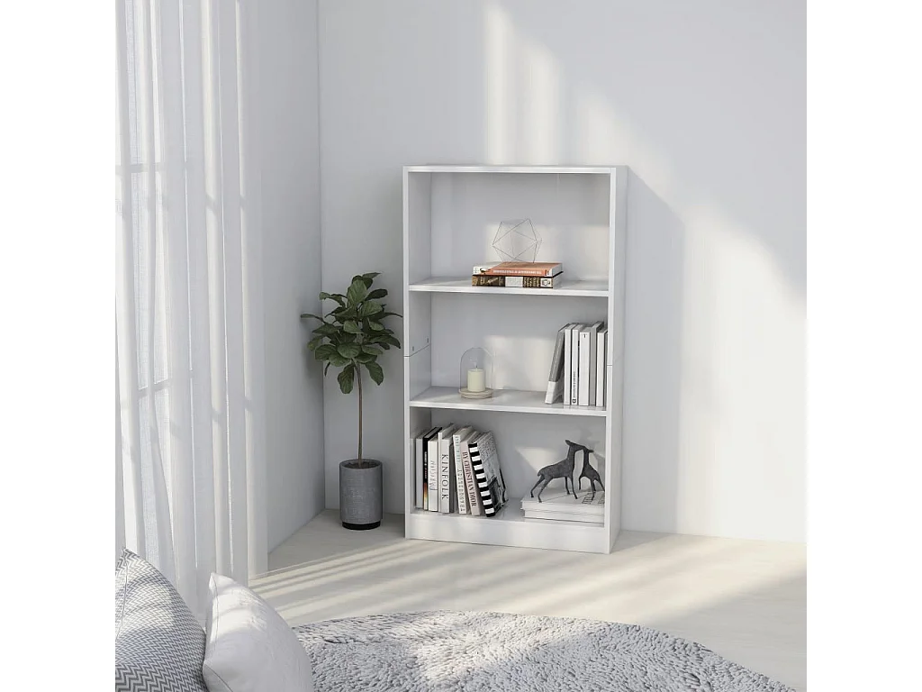 Bibliothèque à 3 niveaux Blanc 60x24x108