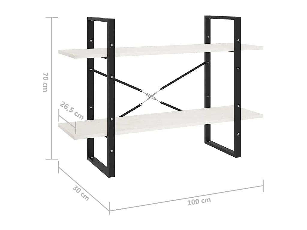 Bibliothèque à 2 niveaux Blanc 100x30x70 Bois de pin massif