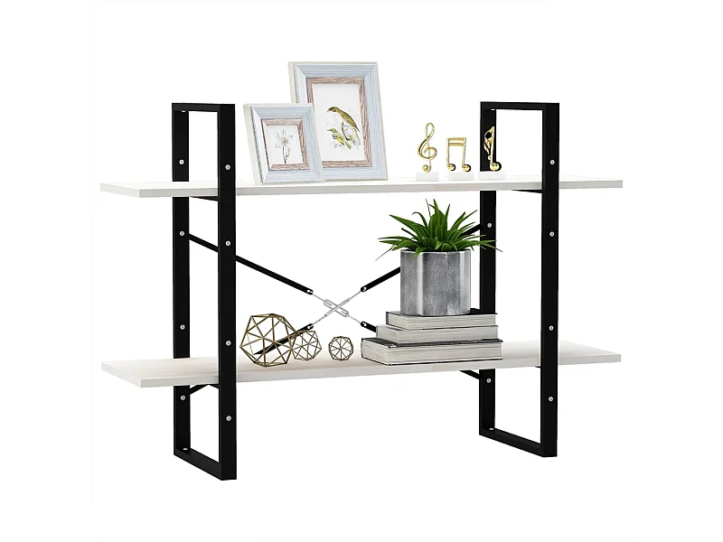 Bibliothèque à 2 niveaux Blanc 100x30x70 Bois de pin massif