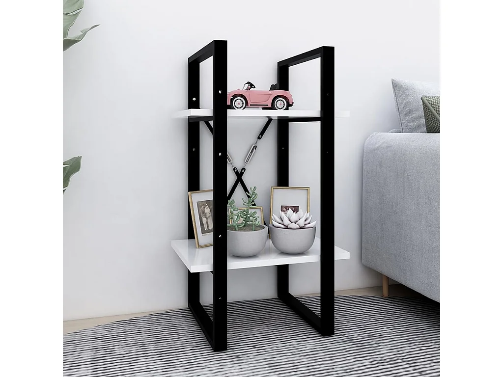 Bibliothèque à 2 niveaux Blanc 40x30x70