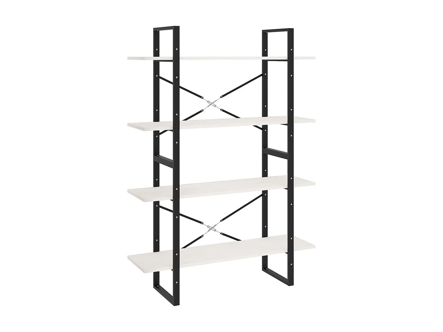 Bibliothèque à 4 niveaux Blanc 100x30x140 Bois de pin massif