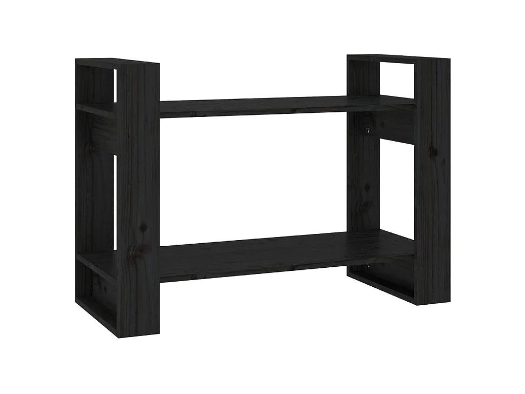 Bibliothèque-Séparateur de pièce Noir 80x35x56,5 Pin massif