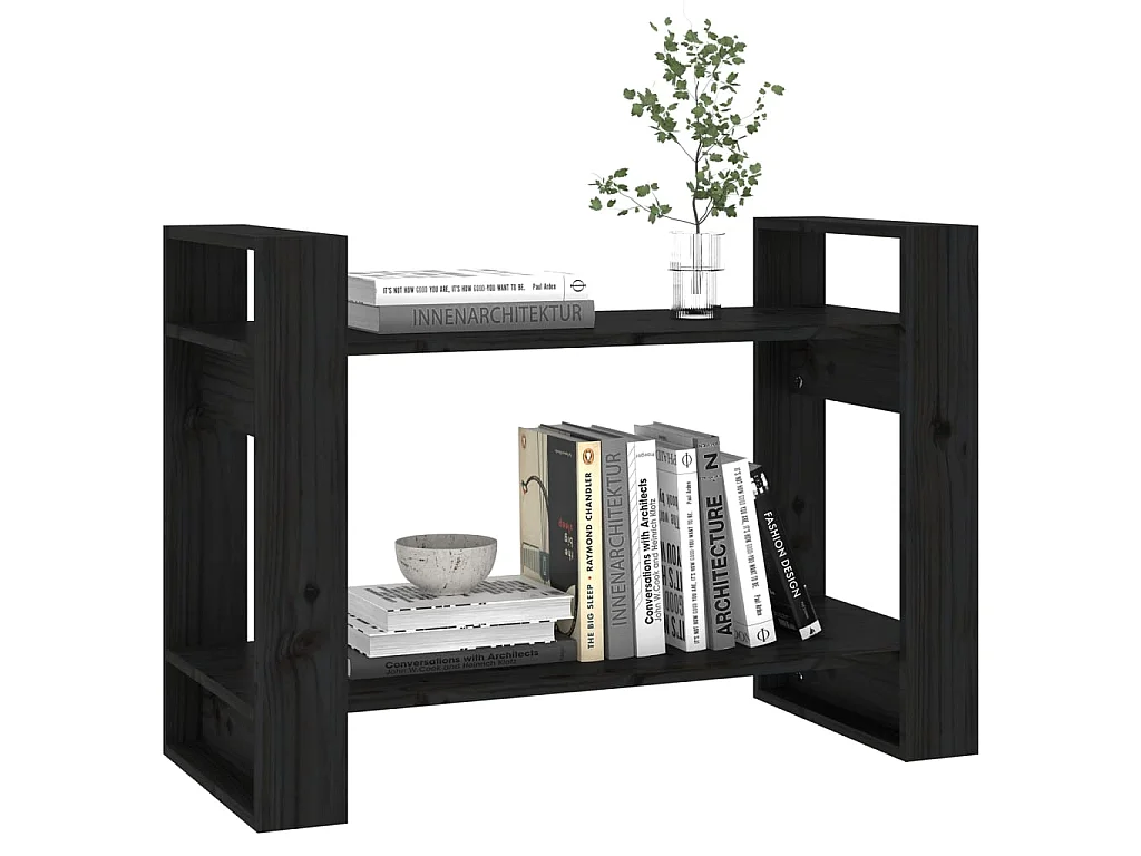 Bibliothèque-Séparateur de pièce Noir 80x35x56,5 Pin massif