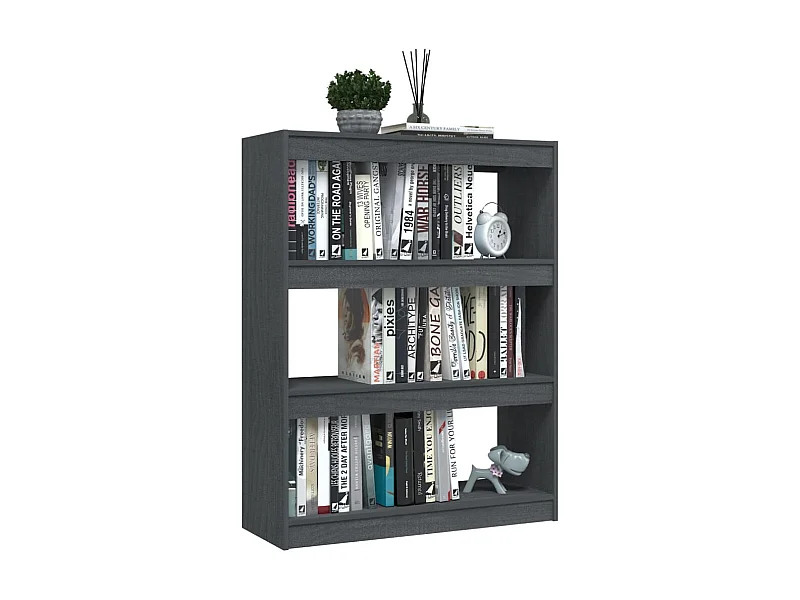 Bibliothèque-Séparateur de pièce Gris 100x30x103 Pin massif