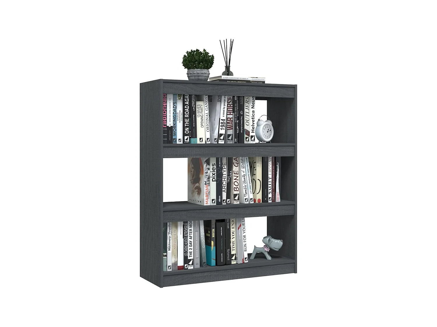 Bibliothèque-Séparateur de pièce Gris 100x30x103 Pin massif