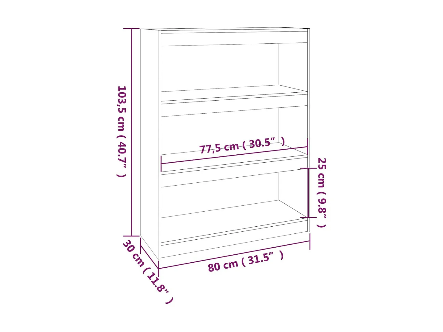 Bibliothèque-Séparateur de pièce Noir 80x30x103,5 Pin solide
